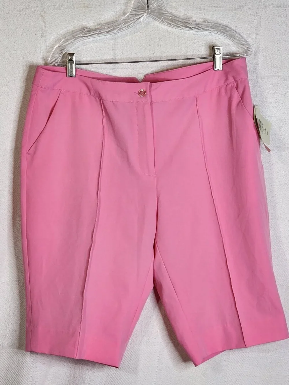EP Pro Flirt Pink 23" Poly Span Pro Stretch Pleated Pocketed Golf Shorts Size 14 - Picture 1 of 16